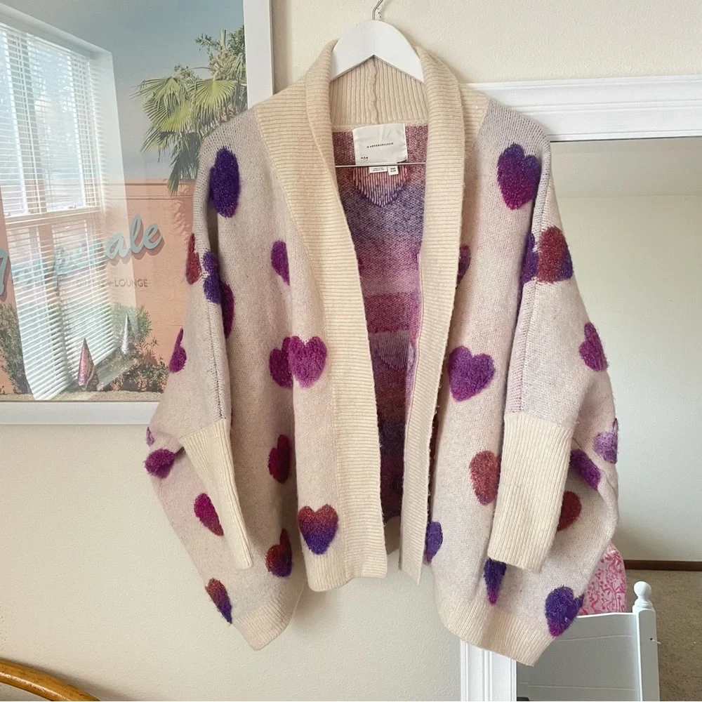 Anthropologie Rare Ombre Heart Cropped Kimono Cardigan - Picture 4 of 7